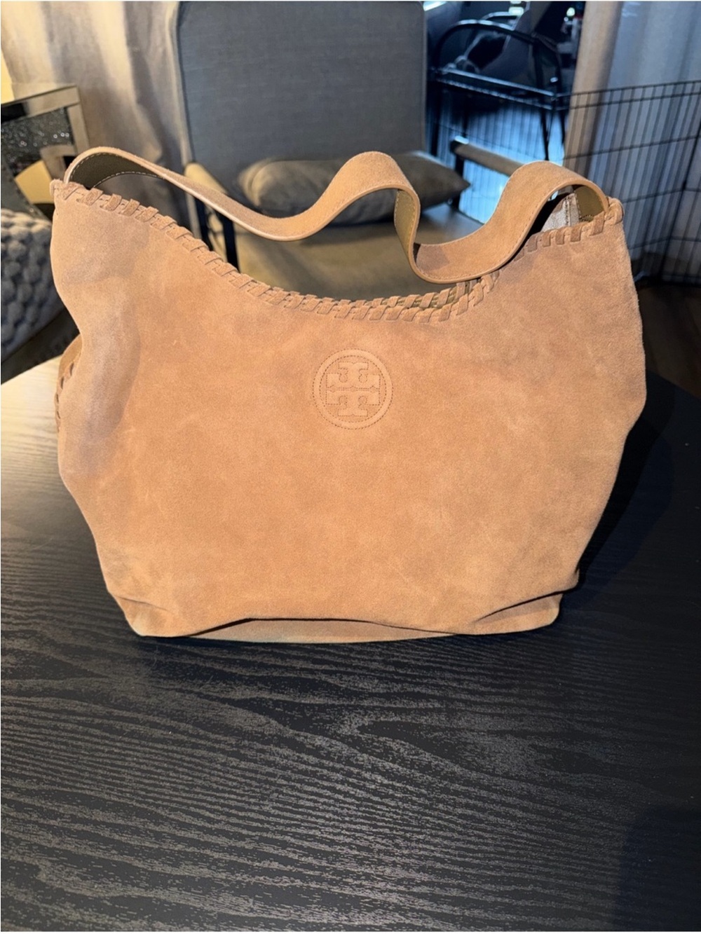 Tory Burch Brown Suede Marion Hobo bag